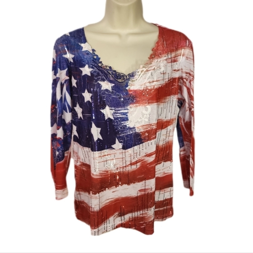 Impulse California Patriotic Stars And Stripes Shirt Red Size S